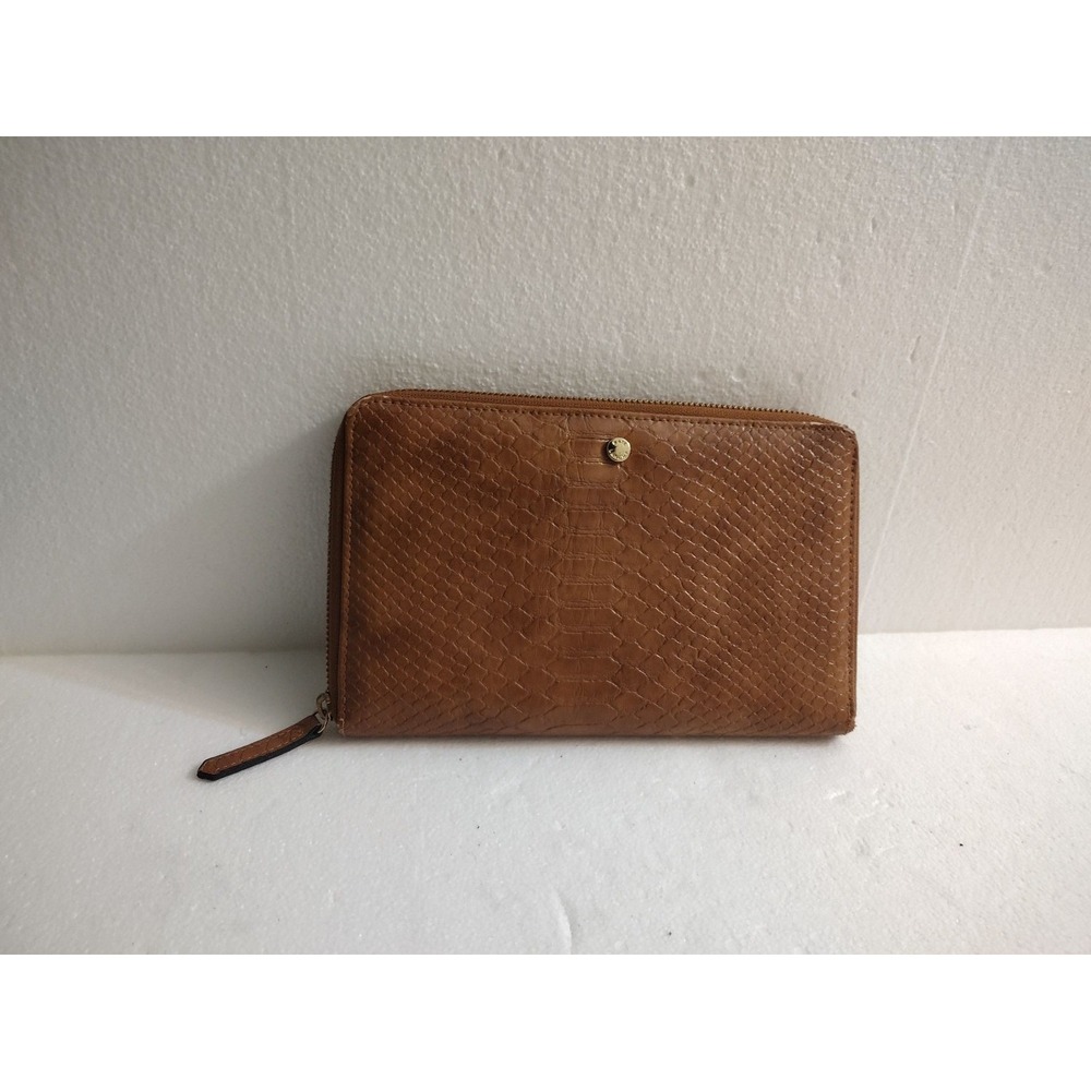Kate Spade Zip Around Wallet Leather Snake Embossed Card Organizer Zipper Slots